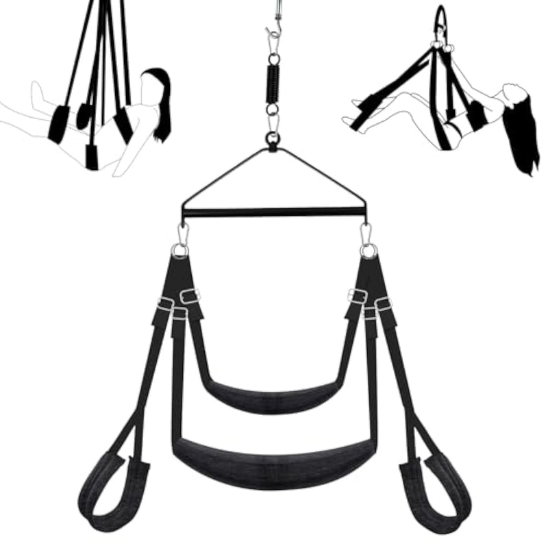 Luxury 3Rd Gen 180° Spinning Sex Swing – Ultra-Soft Fluffy Liner,Steel Triangle Support, 600 Lbs Capacity – Designed For Couples