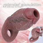 Male Silicone Cock Sleeve Extension Penis Ring Reusable Condom Soft Textured Thick Penis Realistic Dildo for G-Spot and Anal Stimulation
