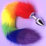 Anal Plug Rainbow Fox Tail 13.38-Inch-Long Sexual Anus Tail Butt Plug Cosplay Game Sex Toy For Women Men