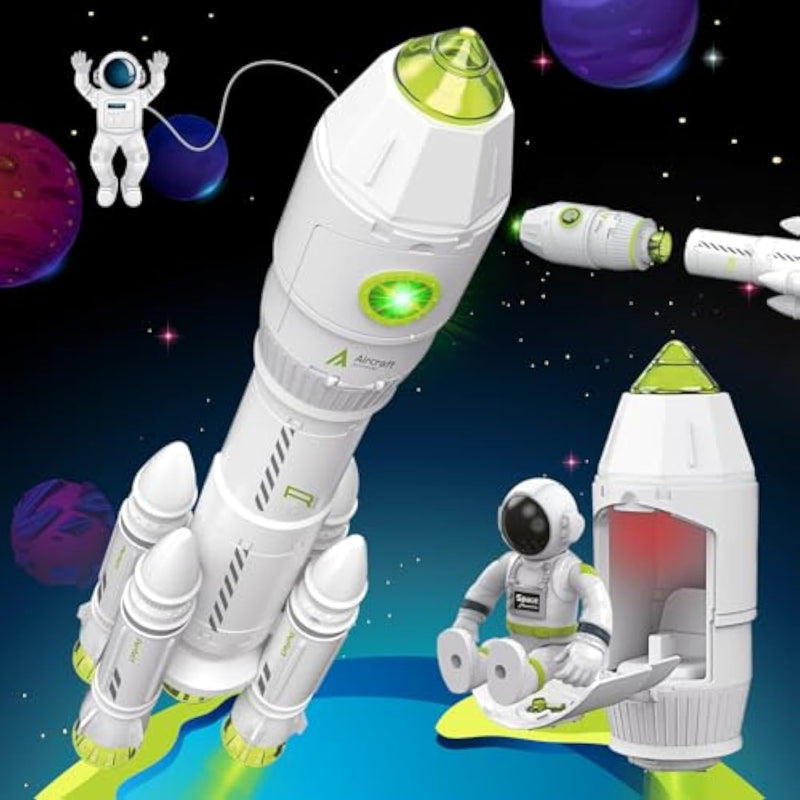 Space Adventure Playset - Stem Rocket Ship With Astronaut Figures, Detachable Shuttle & Rover - Educational Space Exploration Toy For Kids Ages 3–8, Imaginative Learning Gift