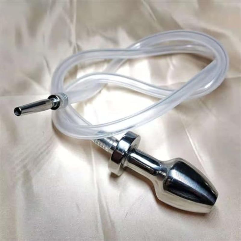 Metal Hollow Anal Plug Urethral Plug, Male Urethral Catheter Urethral Sound Transparent Hose Anus Expander?Couple Sm Enema Cleaning Masturbation Device