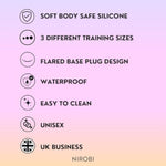 Anal Butt Plug Training Kit – 3 Sizes (Small, Medium, Large), Silicone, Waterproof, Flexible & Body-Safe, Beginner To Advanced Butt Plug Trainer Set (Confetti)