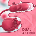 Sex Rose Toys Clitoral Vibrators - Adult Toy 3 In 1 G Spot Vibrator Dildo With 10 Thrusting Vibrating +10 High-Frequency Nipple Clitoral Clit Stimulator (Double)