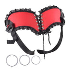 Strap-On Harness Adjustable Adult Sex Toy With 3 Different Sized O-Rings Suction Cup Dildo Compatible Harness,Accommodates Up To 59" Waist,Red