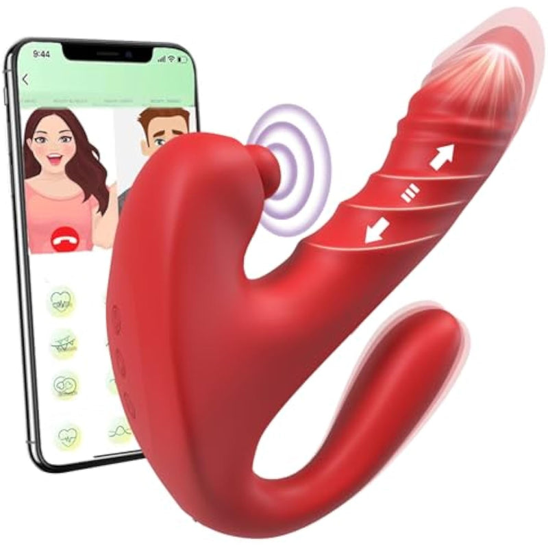 Thrusting Vibrator Sex Toys - 3 In 1 Adult Toys Dildo Women Rabbit Vibrators With 9 Flapping & Thrusting & Vibrating Modes, G Spot Clitoral Vibrator App Anal Toy Sex Toy For Female Couples Games