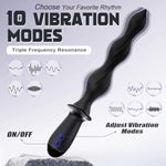 3 Motor Vibrating Anal Beads & Plug, 10.25'' Silicone Anal Trainer Dildo Vibrator Prostate Massager With Handle, Rechargeable Butt Plug With 10 Vibrations, Adult Sex Toys & Games For Men Women Couples