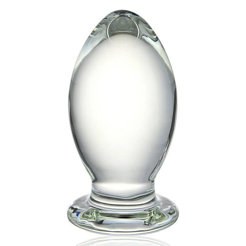 Huge Head Glass Butt Plug, Clear, Extra Large, 22.88 Ounce
