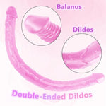 Lover Luxe Double-Ended Dildo Waterproof Jelly Double Dongs Realistic Dildo Penis Cock Anal Butt Plug Massager G-Spot Stimulation Orgasmic Adult Sex Toys For Women Men (Pink, L)