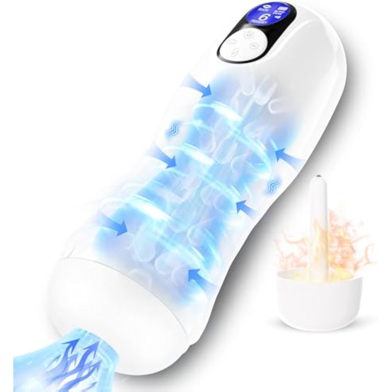 Automatic Sucking Vibrating Male Masturbator - Upgraded Pocket Pussy Stroker With Lcd Display & 3D Textures, 5 Blowjob Suction & 9 Vibration & Heating Modes, Adult Sex Toys For Men Ultimate Pleasure
