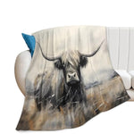 Highland Cow Throw Blanket - Farm Animal Gifts & Decor - Soft, Warm, Cozy Fleece - 50"X40"