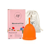 Reusable Menstrual Cup, Medical Grade Silicone Period Cup for Women & Beginners, Eco-Friendly Feminine Hygiene, Leak-Free Comfort for Up to 12 Hours (Small & Large) (Orange, Large)
