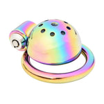 Metal Male Penis Chastity Device Belt With Small Cage Padlock Set?Colorful?