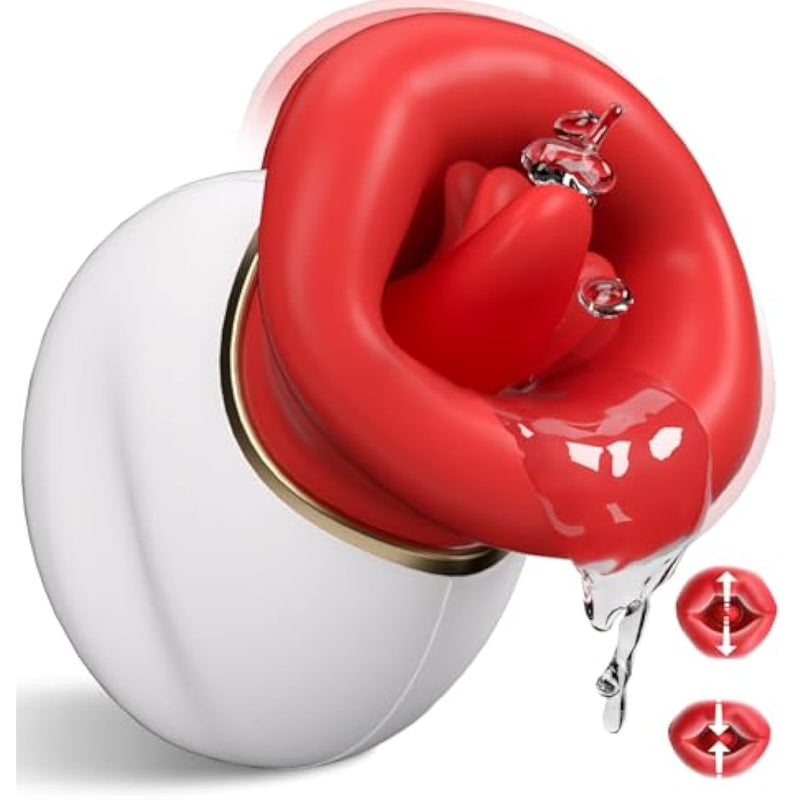 Rose Sex Toy Sexual Pleasure Tools For Women-4In1 Mouth Tongue Vibrator Adult Toy With 10 Tongue Licking Vibrating Mode Nipple Toys Sucking Vibrator Suction Clitoral Stimulator Sexy Toys