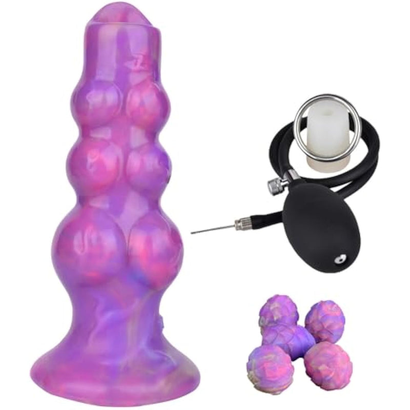 Knotted Monster Dildo Ovipositor Dildo Hollow Tunnel With 5 Eggs, Adult Sex Toy For Women, Couples, 6.89'' Luminous Wolf Knotted Dildo Women Sex Toys - Large Luminous Egg