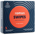 Roman Swipes | Fast-Acting, Convenient, Over-The-Counter Wipes Increase Stamina, Formulated with 4% Benzocaine, Features Discreet Packaging | 5-Pack