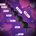 Anal Beads, Cute Silicone Flexible Anal Chain Butt Plug With 6 Gradual Balls And Pull Loop Prostate Massager G-Spot Stimulator Anal Training Sex Toy For Beginner 7.28 Inch, Black