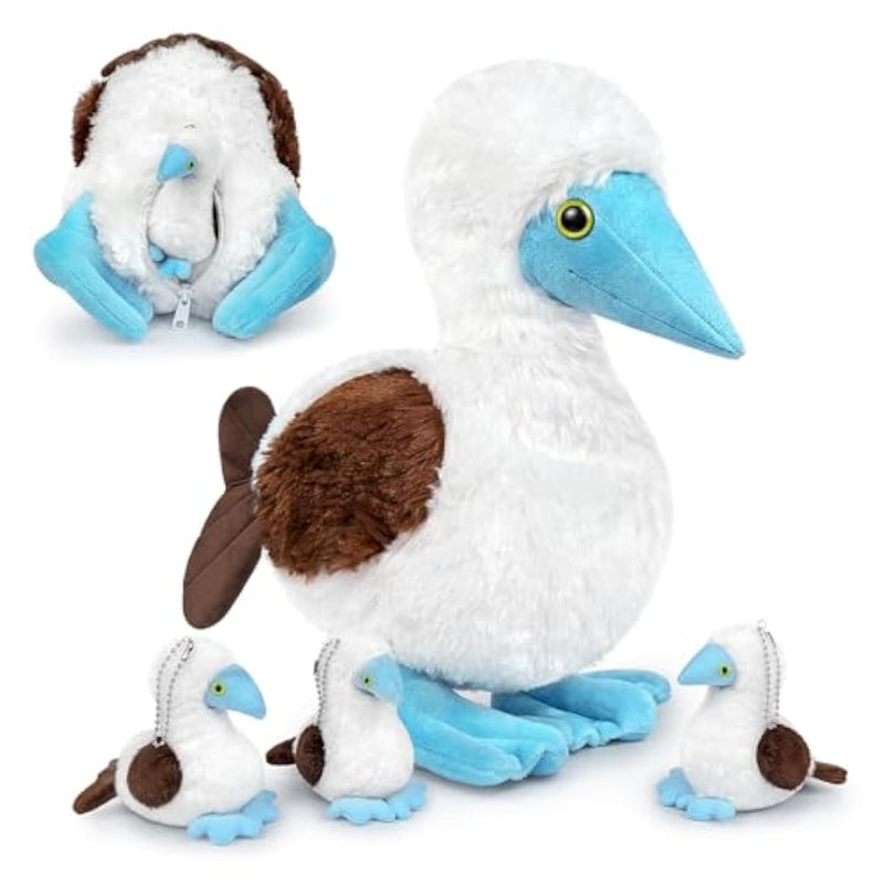 Blue Footed Booby Plush Plush Toy With 3 Small Babyies, Blue Footed Booby Stuffed Animal,Bird Collection……