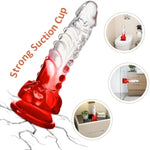 Dragon Dildo,7.8 Inch Realistic G-Spot Dildo Clear-Red Gradient Dildo With Barbs,Fantasy Dildo Adult Sex Toys For Women Men And Couples