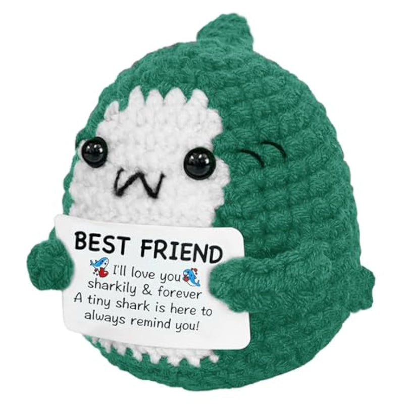 Positive Crochet Animals For Best Friend Bestie Handmade Shark Knitted Emotional Support Shark Crocheted Stuffed Animals With Card For Men Women Birthday Graduation Gifts