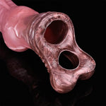 Silicone Horse Penis Sleeve Enlarger Sleeve Wearable Cock Ring Dildo Sleeve Elastic Enlargement Sheath Sleeve Realistic Shaft With Dog Knot Sleeve Adult Sex Toy For Men Increase Perimeter Endurance