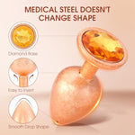 Anal Butt Plug Sex Toys - Jewelry Anal Toy Kit, Metal Plated Adult Anal Trainer For Anal Stimulator Prostate Massage, Anal Beads For Men Women And Beginners Pleasure| 3 Pcs, Gold