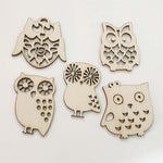 50 Pcs Mini Owl Wood Cutouts, Unfinished Wooden Shapes for DIY Crafts