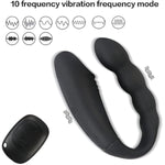 Double-Head Vibrator Clitoral Stimulator With 10 Vibration Modes, Vibrating Double-Ended Anal Bead Butt Plug,G-Spot Anus-Vaginal Stimulation Sex Toys For Women Men Couples Pleasure, Black
