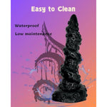 9.3'' Monster Thrusting Dildo, Octopus Tentacle Design With Suction Cup, Huge Fantasy Knot Dildo For Women, Men, Couples - Black