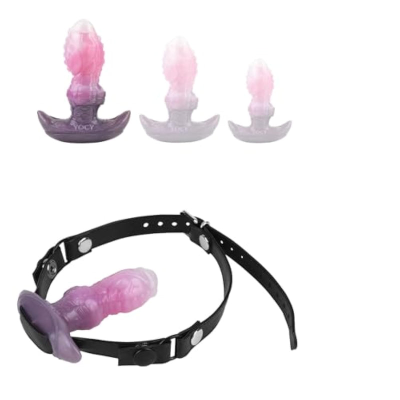 Silicone Dildo Gag With Adjustable Leather Strap Realistic Penis Mouth Plug Bdsm Restraints Sex Toy For Adult Couple Sm Games (L)