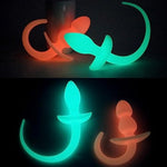 Silicone Dog Anal Plug with Luminous T-Shaped Base for Adult Sex Pleasure
