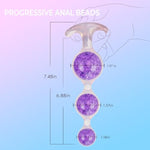 7.48'' Crystal Silicone Anal Beads,Dual Layer Large Butt Plug Adult Sex Toys,Graduated Glass Anal Plugs Soft Anal Trainer For Women Men Couple Gay (Purple)