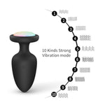10 Mode Vibrating Anal Massager with LED Glow, Rechargeable Silicone Prostate Plug for Men