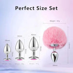 Anal Plug Sex Toys Games For Women,4 Pcs Stainless Steel Butt Plug Fox Tail Butt Plugs Trainer Silicone Anal Plugs For Adult Sex Toy For Couple Anal Training Set
