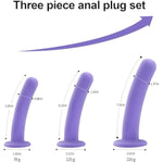 Dildo Anal Plug Trainer Kit, 3 Sizes Butt Plugs Training Silicone Dildo With Strong Suction Cup Anal Toys Prostate Vaginal G Spot Dildo Sex Toys For Men Women (Purple)
