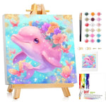Dolphin Paint by Numbers Kit for Kids, 8x8 inch Artwork