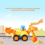 4 Pack Friction Powered Cars Construction Vehicles Toy Set Cartoon Push And Go Car Tractor, Bulldozer, Cement Mixer Truck, Dumper For Year Old Boy Girl Kid Gift