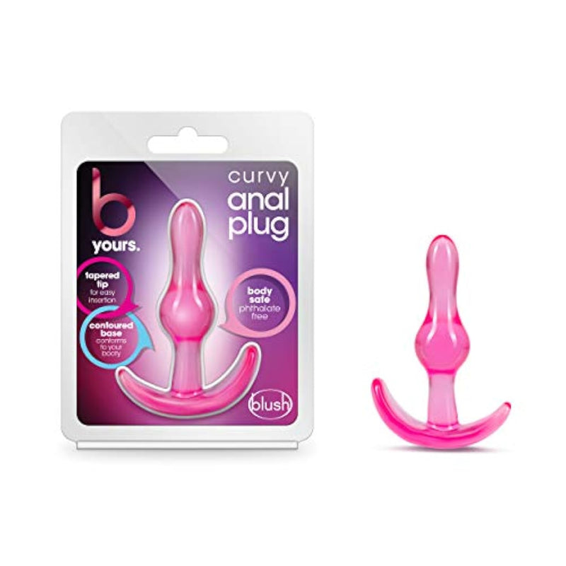 Sex Toys - Curvy Anal Plug - 3.5 Inch - Stayput & Anchortech Design - Tapered, Soft, Comfortable - All Day Wearable Beginners Butt Plug For Back Door - Women Men & Couples - Clear Pink