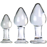 3Pcs Crystal Glass Anal Butt Plug Set - Small, Medium And Big Glass Butt Plug Anus Training Kit Sex Glass Anal Plug Masturbation Sex Slave Abuse Sex Toys For Women Men Couples Lover