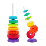 Spinning Stacking Toys For Babies 12+ Month Rainbow Ring Flowers Animals Fruits Theme Stacker Abs Toys For Toddlers 1-3 Montessori Educational Learning Sensory Toy,Stacking Toy For Kids