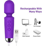 Rechargeable Silicone Wand Vibrator + Hollow Strap-On System