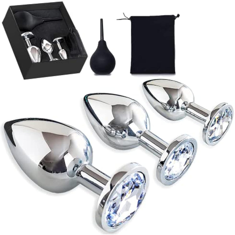 Anal Douche 4Pcs Anal Plug Set Stainless Steel Anal Butt Plug Adult Sexy Toys Sex Toys For Women,Men And Beginners