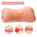 3 in 1 Pocket Pussy Male Masturbators with Lifelike Face, Sex Doll Realistic Textured Mouth Vagina and Tight Anus (Flesh-Colored)