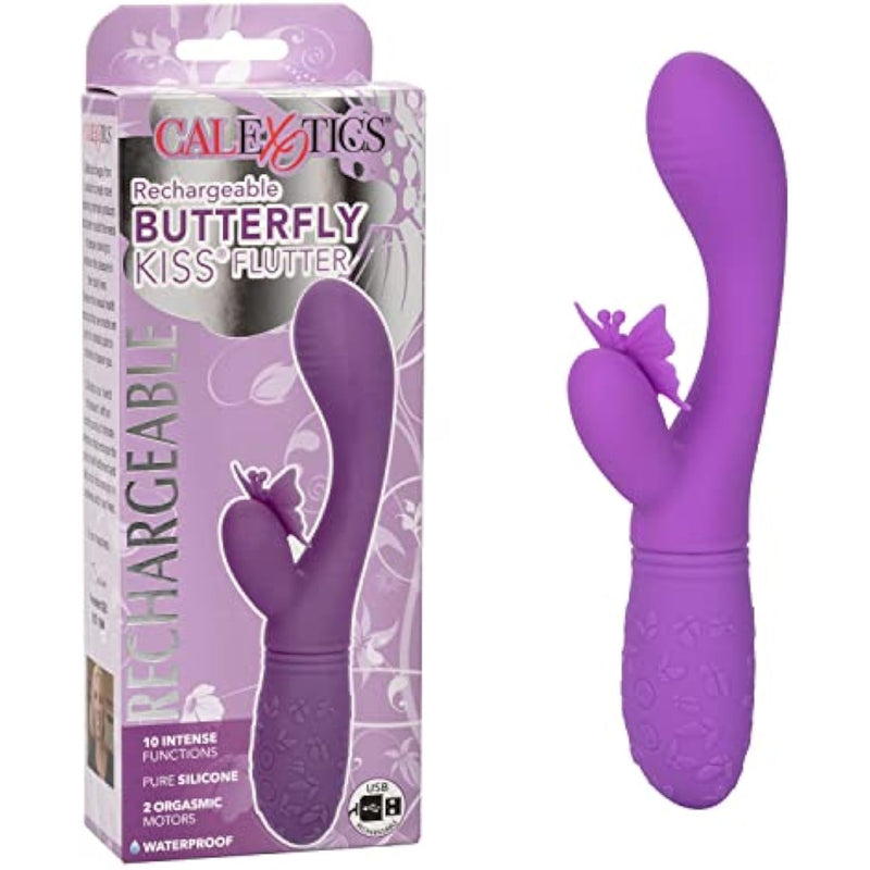 Rechargeable Butterfly Kiss Flutter – Rechargeable G Rabbit Massager Sex Toy For Women - Purple
