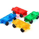 4 Pcs Magnetic Tile Cars, Construction Truck Building Toys for Kids Ages 3+