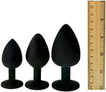 3-Piece Silicone Jeweled Anal Plug Set, 3 Sizes, Anal Trainer for Couples