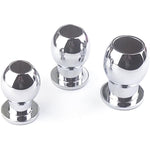 Metal Smooth Hollow Anal Plug With Flared Base Wearable Butt Plug Toy