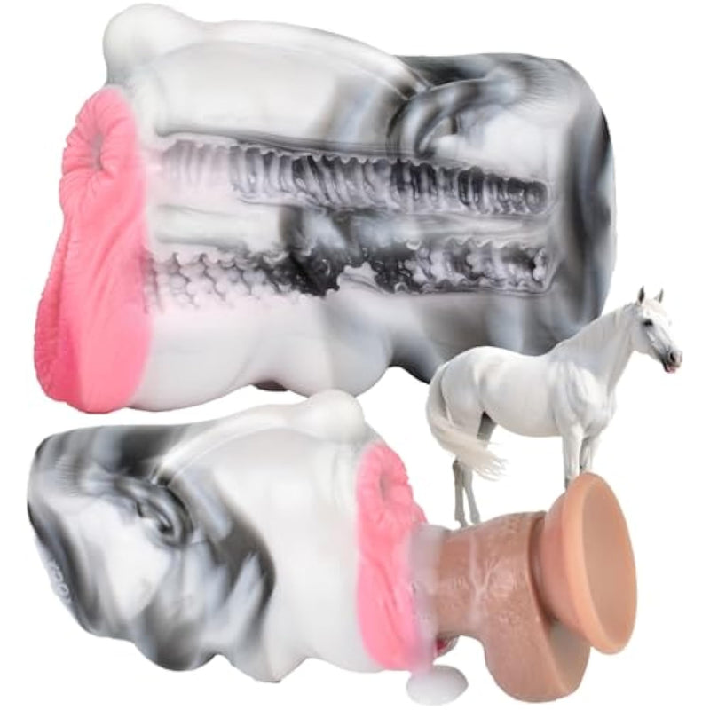 Dual Channel Horse Male Masturbator, Fantasy Monster Male Masturbation Cup With Realistic Animal Vaginal Anus Stoker Sleeve,Silicone Pocket Pussies Blowjob Machine Adult Sex Toys (Yc-2305-Magic-Horse)
