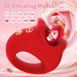 Vibrator Adult Sex Toys For Women, 2 In 1 Silicone Mouth Tongue Clitoral Stimulator Sex Toy With 10 Licking Biting & Vibrating Modes, G-Spot Vibrator For Female Couples Games Red