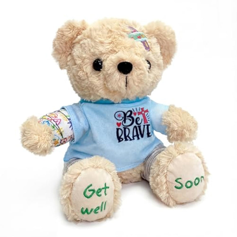 Get Well Soon Bear For Kids With Broken Arm, Surgery Recovery Gifts For Boys & Girls, 8" Plush Teddy With Cast & Bandages, Be Brave Emotional Support Stuffed Animal For Hospital & Post-Op Comfort