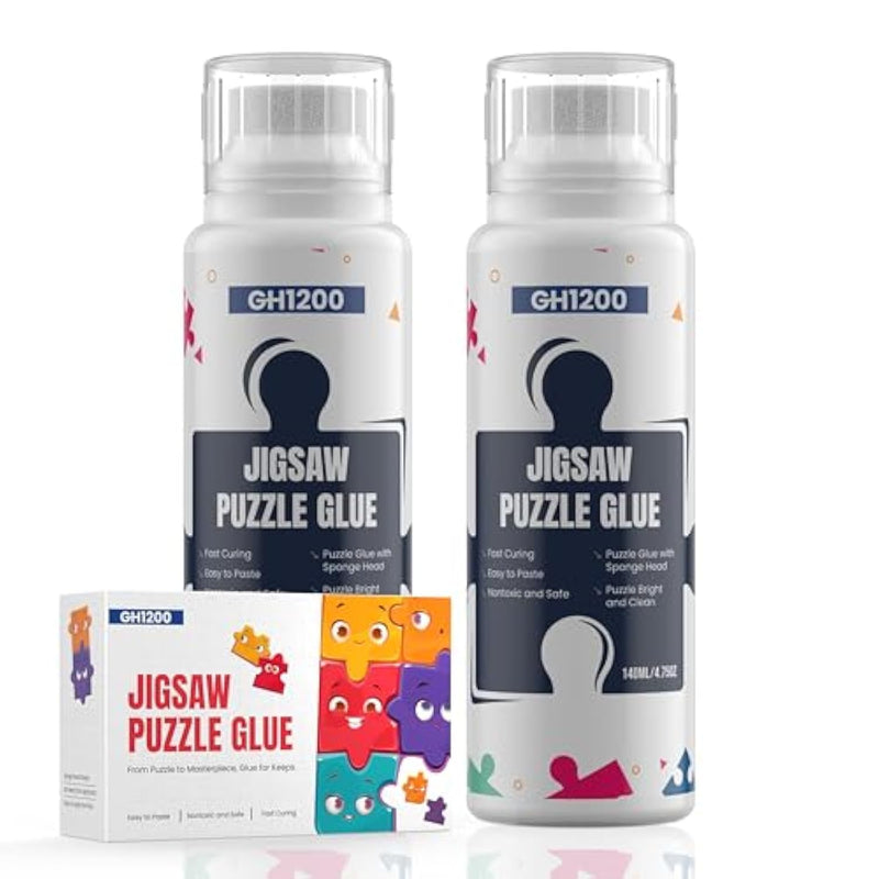 2 Pack 140Ml Jigsaw Puzzle Glue With New Sponge Head, Suitable For 1000/300